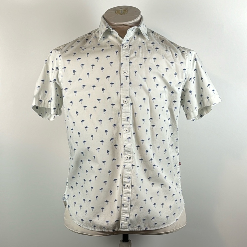 DENIM & FLOWER (RICKY SINGH)™️ Size L Slimfit White/Blue Pelican Shirt